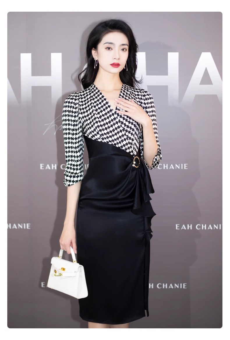 ĐẦM PHỐI LỤA HỌA TIẾT CAO CẤP D111
